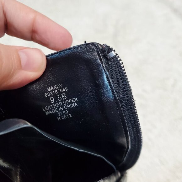 Lauren Ralph Lauren Mandy Black Leather Zipper Pull On Heeled Ankle Boot 9.5 B - Picture 11 of 11